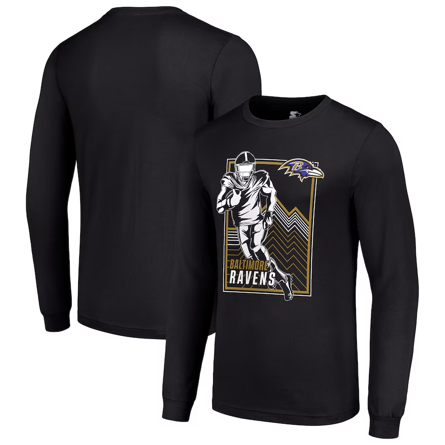 Men Baltimore Ravens black 2024 NFL Long sleeve T Shirts->nfl t-shirts->Sports Accessory